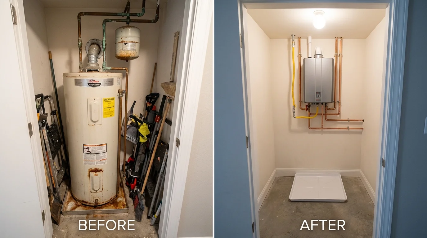 Tank water heater versus wall-mounted tankless unit comparison for Saint James, MO homeowners